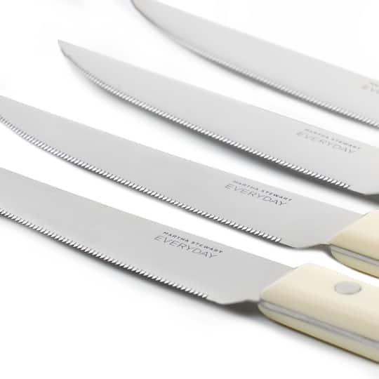 Martha Stewart Everyday 4-Piece White Stainless Steel Steak Knife Set